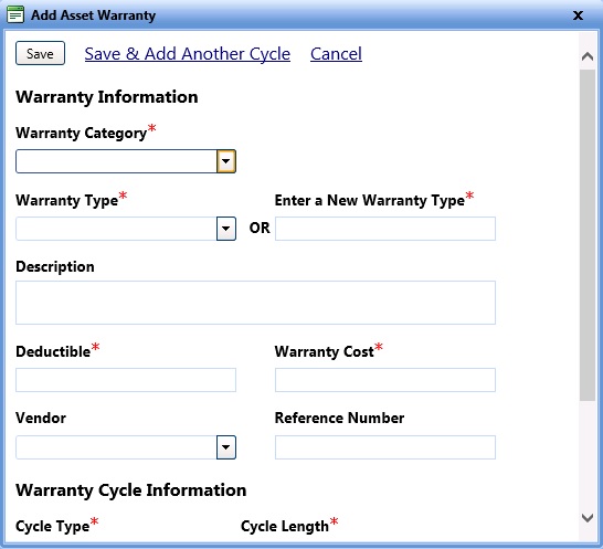 Add asset warranty