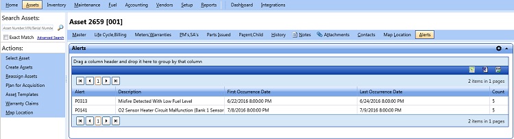 Alerts tab