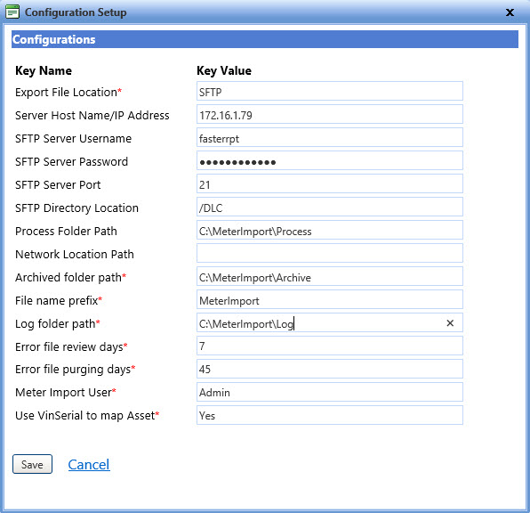 Configuration setup