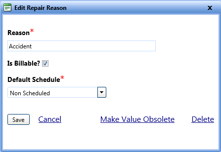 Edit repair reason