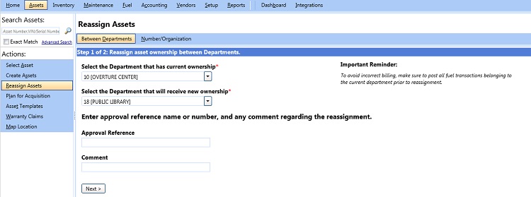 Reassign between departments