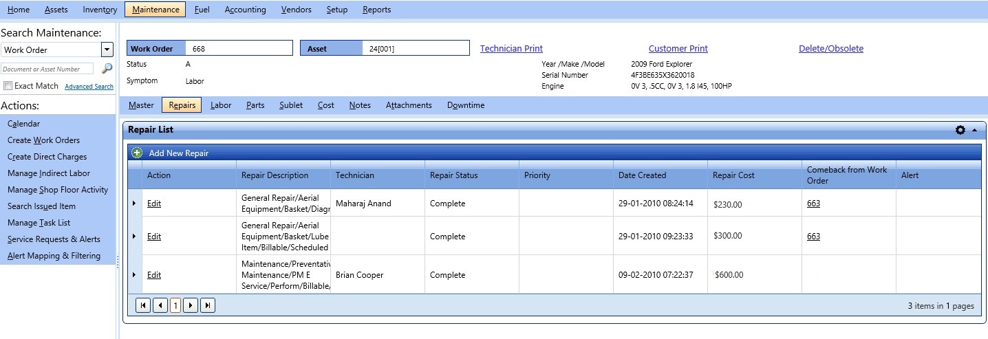 Repairs tab image