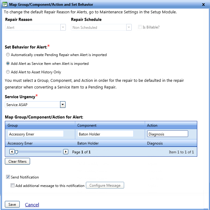 Map group/ component/ action and set behavior
