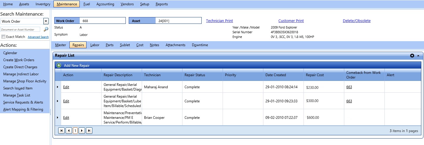 Repairs tab image