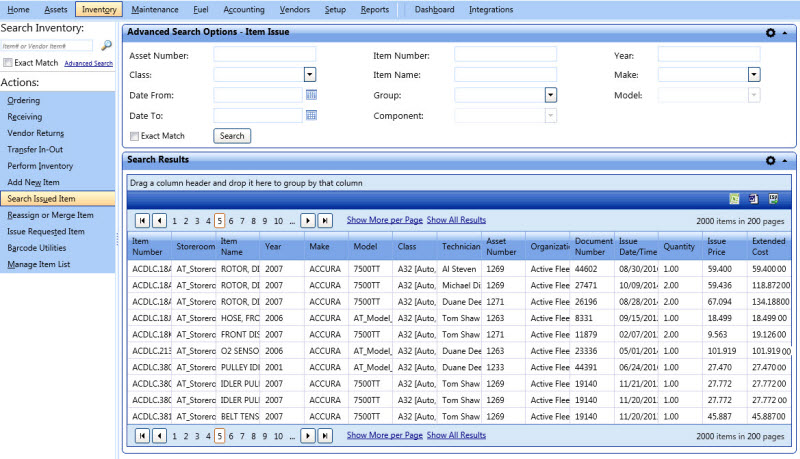 Advanced search option - item issue